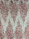 3D Floral Big Glitter Damask Design Mesh Lace Fabric - Black, Blush Pink, Burgundy, Champagne/Gold, Dusty Rose, Fuchsia, Gold, Gold/Black, Hunter Green, Light Blue, Lilac, Navy Blue, Red, Royal Blue, 54" Width (1 Yard)