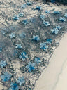 3D Luxury Satin Floral Glitter Fabric - 3D Satin Flowers, Glitter Sequin Embroidery, 54" Width (1 Yard)
