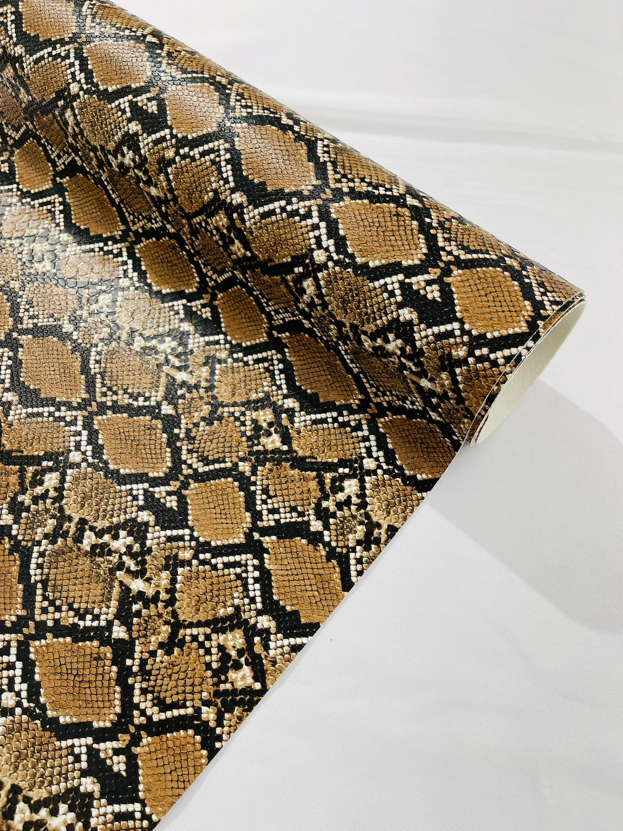 Calico Faux Snake Vinyl Fabric - 54" Width, Textured Snake Print (1 Yard)