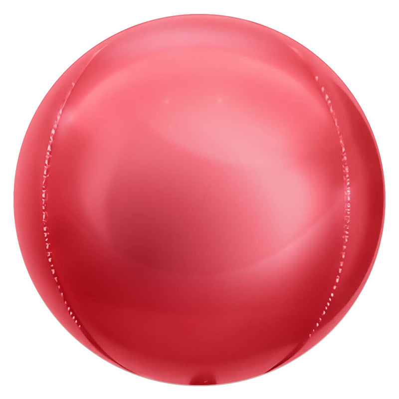 Foil Balloon 3D Sphere Metallic Cherry Red