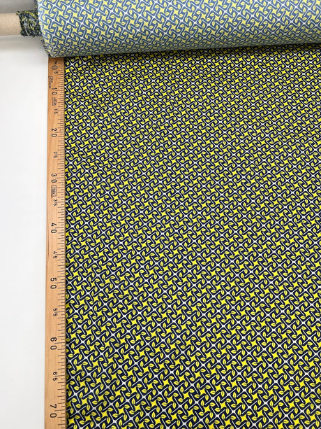 Polyester Geometric Print Fabric in Yellow and Blue