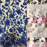 3D Embroidered Satin Floral Pearl Lace Fabric - 100 Percent Polyester Fabric, Floral Pearl Embroidery, 52" Width, 12" Panel (1 Yard)