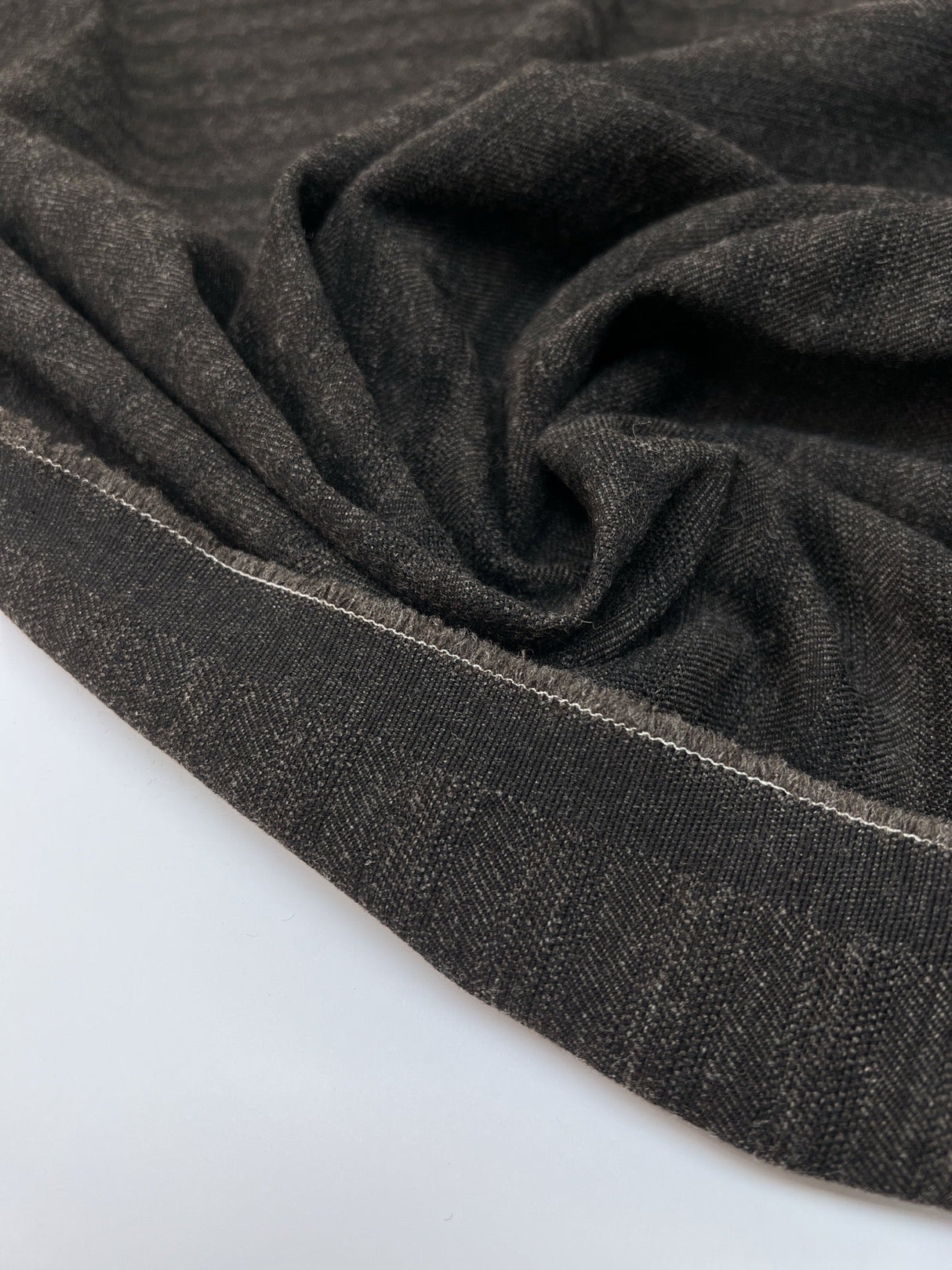 Italian Wool Twill Striped Gray Black