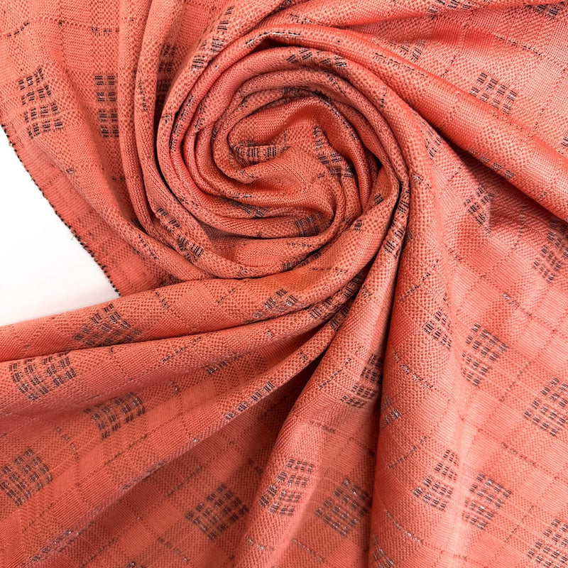 Polyamide Elastane Lurex Jacquard Checked Silver