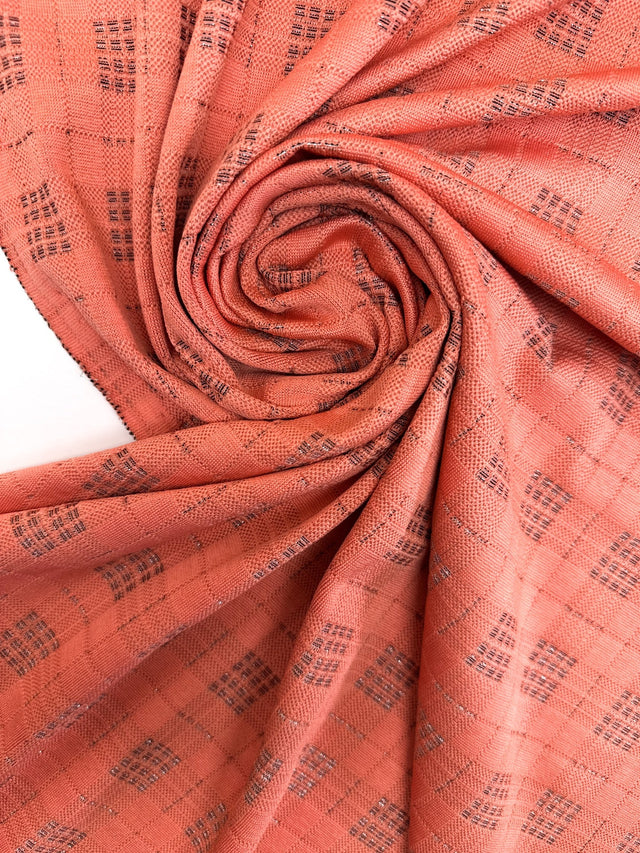Polyamide Elastane Lurex Jacquard Checked Silver