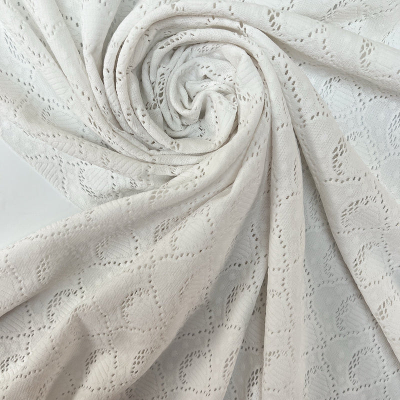 Polyamide Elastane Knitted Fabric White Geometric