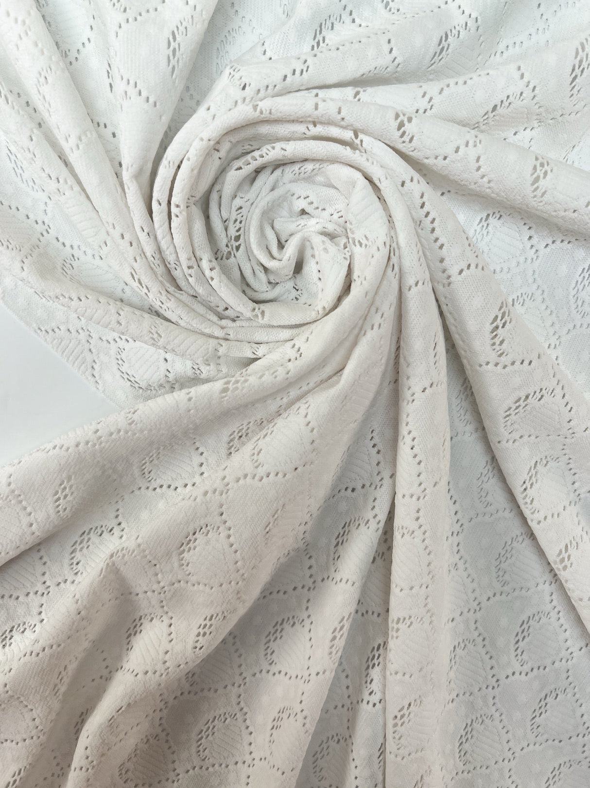Polyamide Elastane Knitted Fabric White Geometric