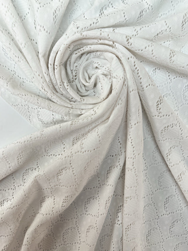 Polyamide Elastane Knitted Fabric White Geometric