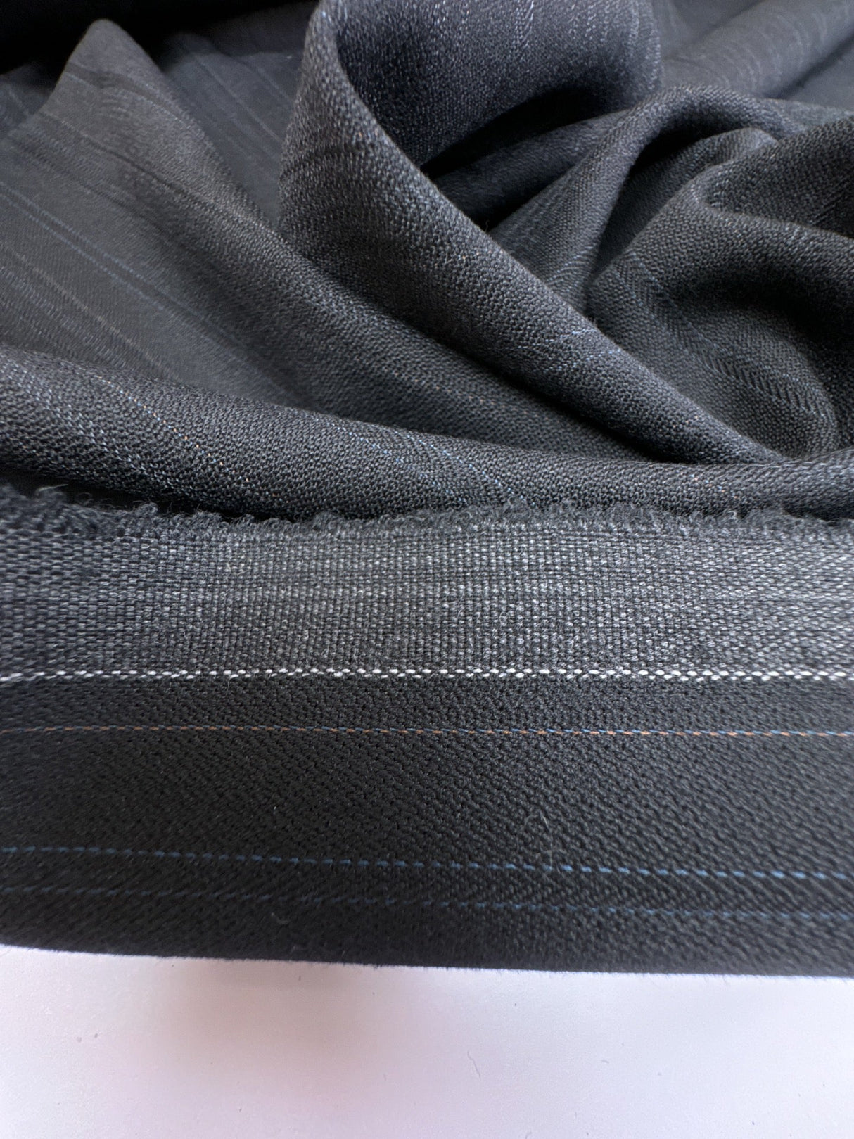 Italian Wool Tweed Striped Brown Blue