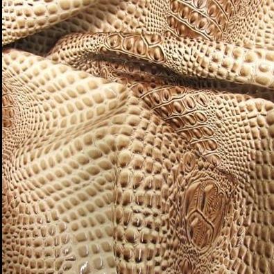 Milky Hazelnut Keys Gator 3D Embossed Vinyl Fabric,