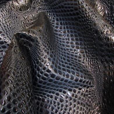 Mystic Blue Keys Gator 3D Embossed Vinyl Fabric,