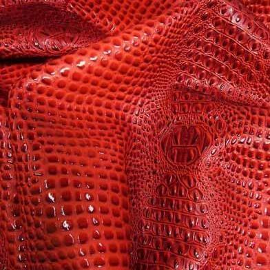 Dragon Red Keys Gator 3D Embossed Vinyl Fabric,