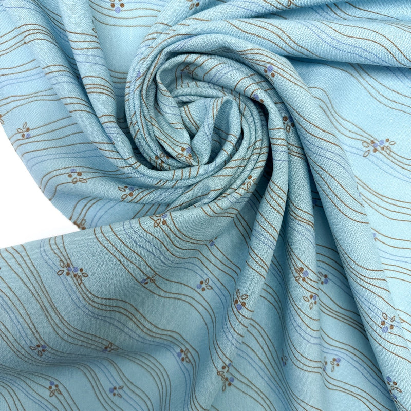 Printed Blue Wool Fabric