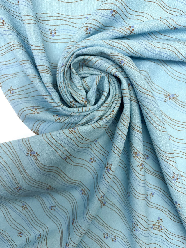Printed Blue Wool Fabric