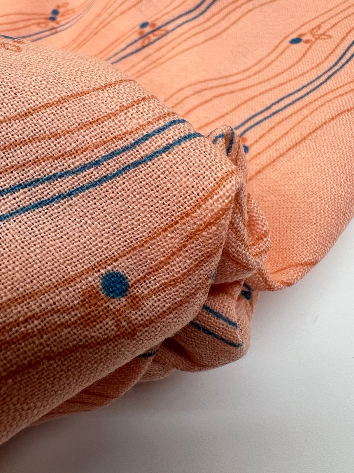 Virgin Wool Printed Orange Striped Fabric