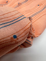 Virgin Wool Printed Orange Striped Fabric