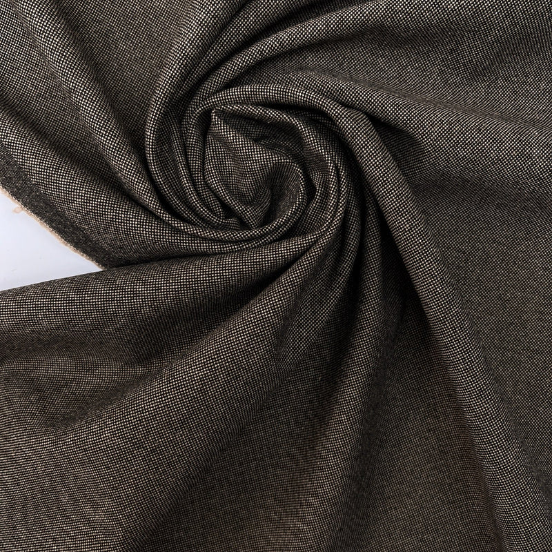 Wool Cotton Plain Weave Suiting Fabric Beige Black