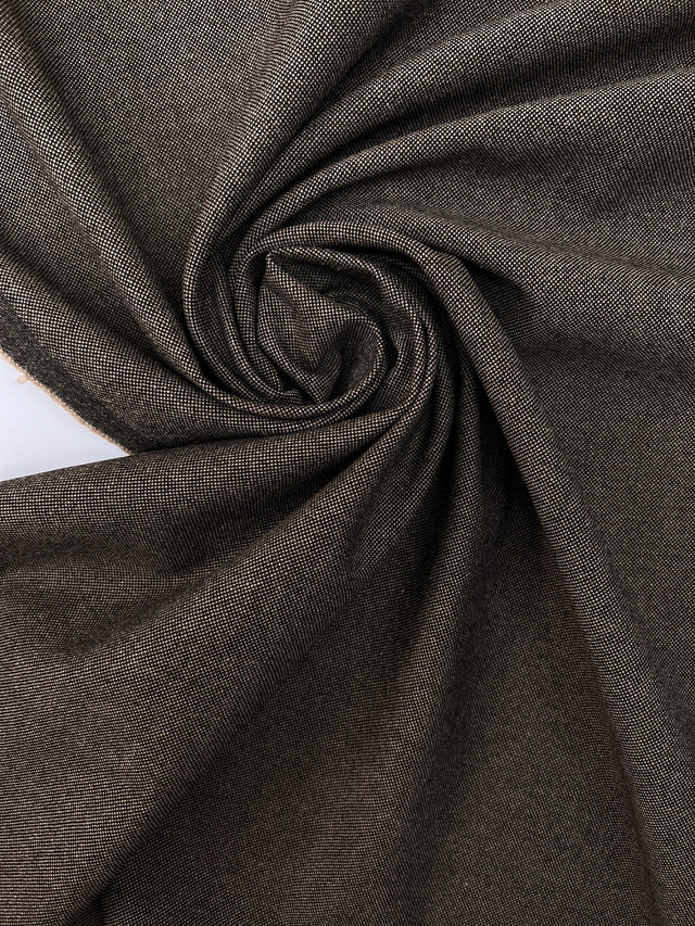 Wool Cotton Plain Weave Suiting Fabric Beige Black