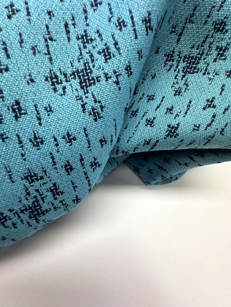 Wool Blend Jacquard Fabric Blue Black