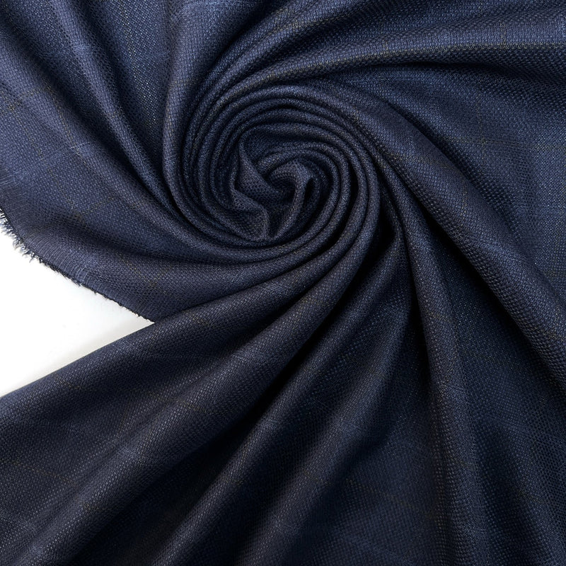 Polyamide Checked Suiting Fabric Blue Black