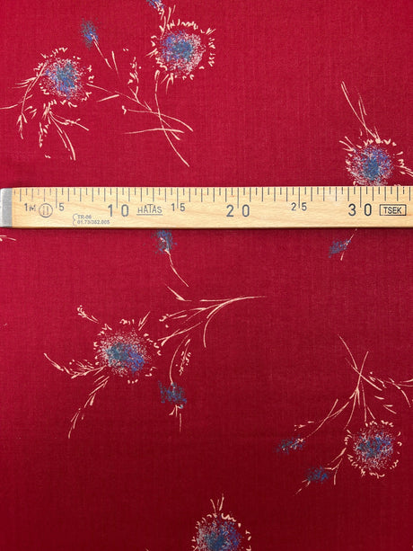 Wool Printed Twill Red Beige