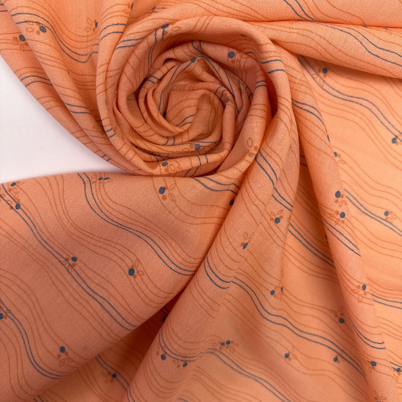Virgin Wool Woven Printed Orange Stripes
