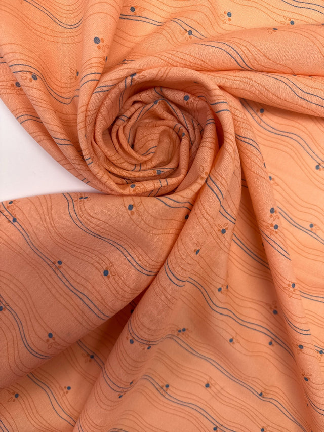 Virgin Wool Woven Printed Orange Stripes