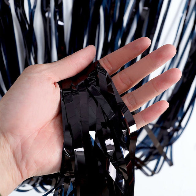 Foil Fringe Curtain Black 3ft x 6.5ft