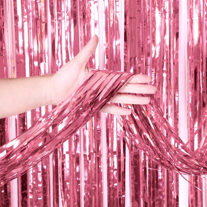 Foil Fringe Curtain Metallic Baby Pink