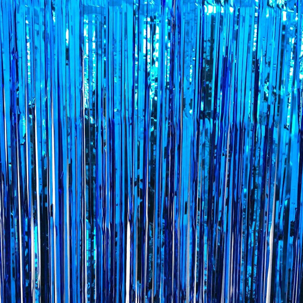 Foil Fringe Curtain Metallic Blue