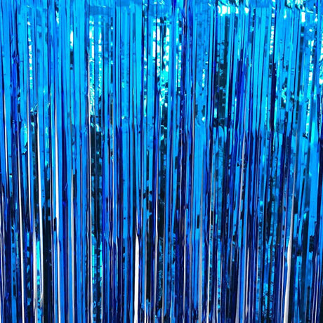 Foil Fringe Curtain Metallic Blue