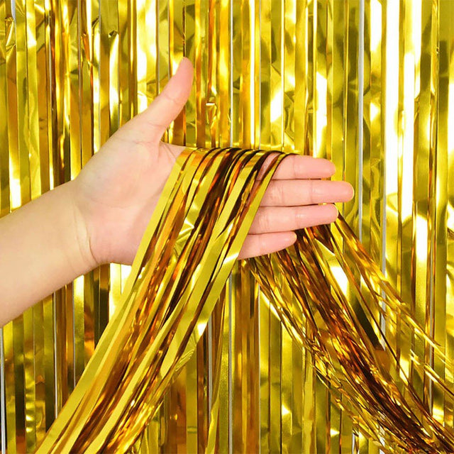 Foil Fringe Curtain Metallic Gold