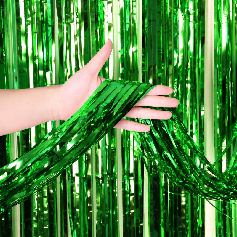Foil Fringe Curtain Metallic Green