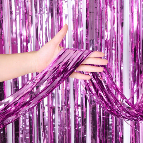 Foil Fringe Curtain Metallic Lavender
