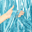 Foil Fringe Curtain Metallic Light Blue