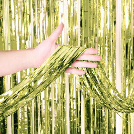 Fringe Curtain Metallic Light Green