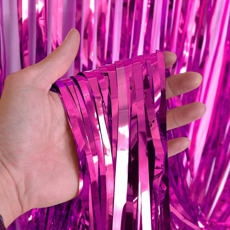 Foil Fringe Curtain Metallic Magenta