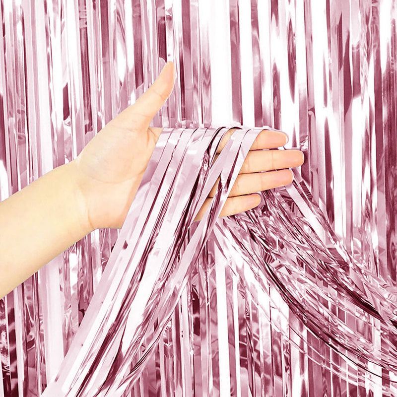 Foil Fringe Curtain Metallic Pink