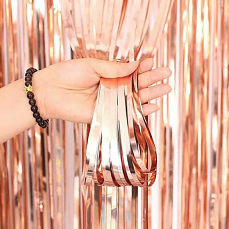 Fringe Curtain Metallic Rose Gold