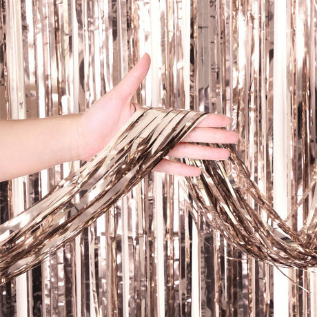 Foil Fringe Curtain Metallic White Gold