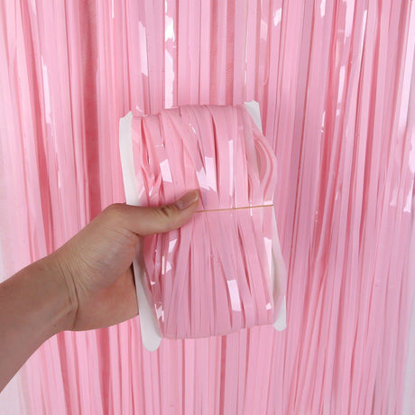 Foil Fringe Curtain Pink Backdrop