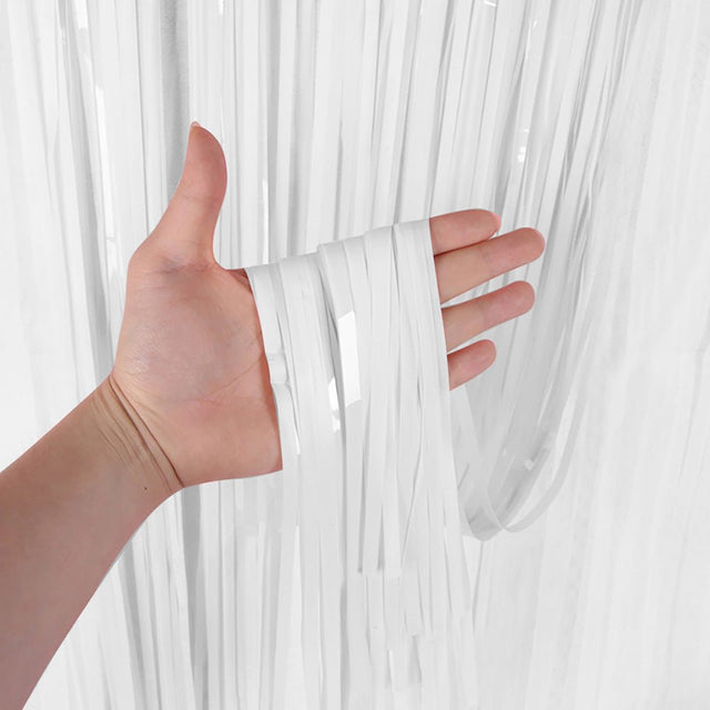 Foil Fringe Curtain White 3ft x 6.5ft