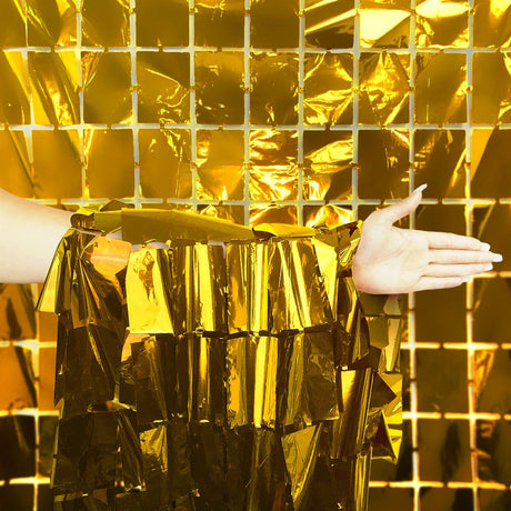 Foil Squares Curtain Metallic Gold