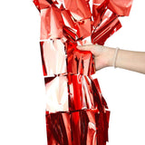 Foil Squares Curtain Metallic Red