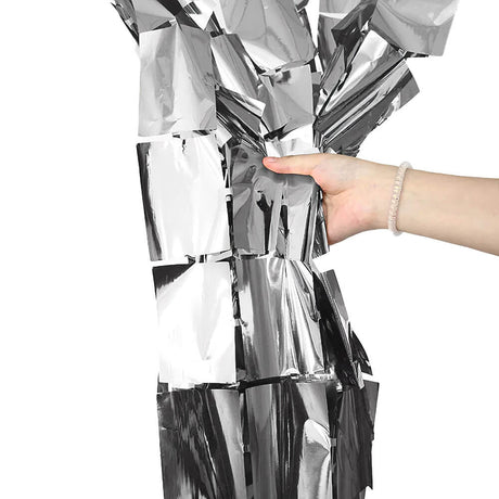 Foil Squares Curtain Metallic Silver