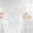 Foil Squares Curtain White Backdrop