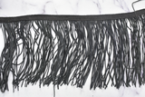 Faux Leather Fringe Trim Black 6 Inch