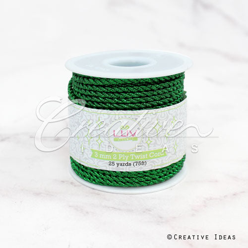 3Mm 2 Ply Metallic Twist Cord-25 Yds (Green)