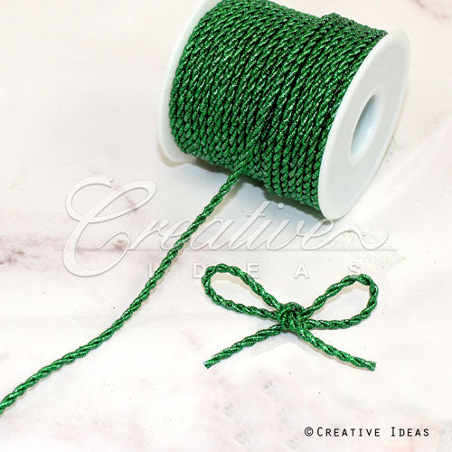 3Mm 2 Ply Metallic Twist Cord-25 Yds (Green)