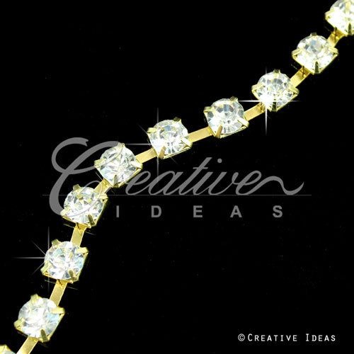3Mm Rhineston Chain (Separated) - 5 Yards (Gold)